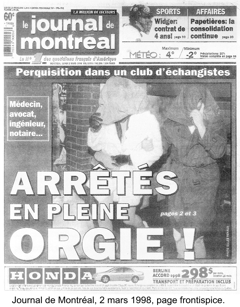 Descente policière à l'Orage le 1 mars 1998